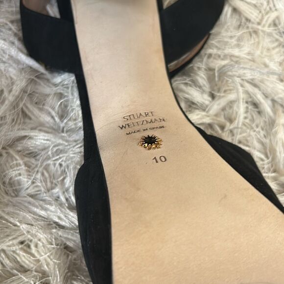 NWOB Stuart Weitzman Soliesse Suede Ankle Strap Platform Sandals in Black sz 10 - Picture 12 of 12
